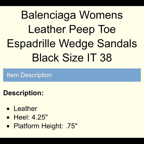 🔥🔥BALENCIAGA🔥🔥PEEP TOE ESPADRILLE/WEDGES🔥🔥 - Picture 8 of 8